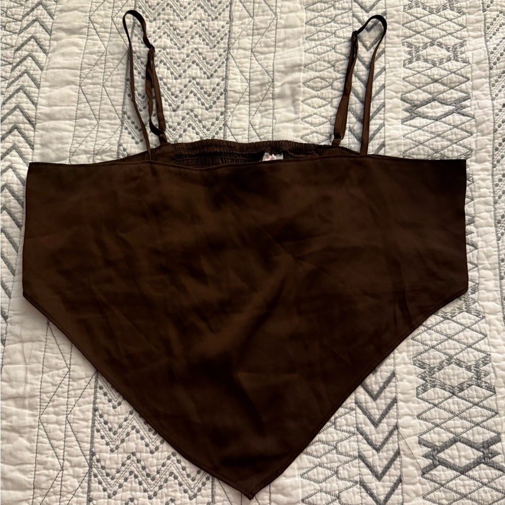 H&M Chocolate Brown bandanna style top